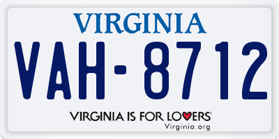 VA license plate VAH8712
