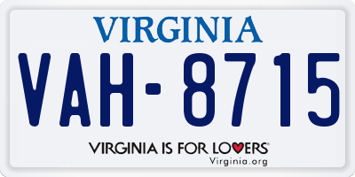 VA license plate VAH8715