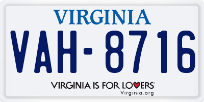 VA license plate VAH8716
