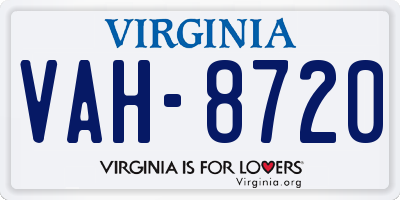 VA license plate VAH8720