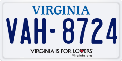 VA license plate VAH8724