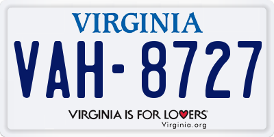 VA license plate VAH8727