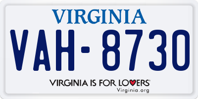 VA license plate VAH8730