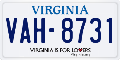 VA license plate VAH8731