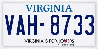 VA license plate VAH8733