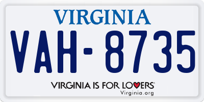 VA license plate VAH8735