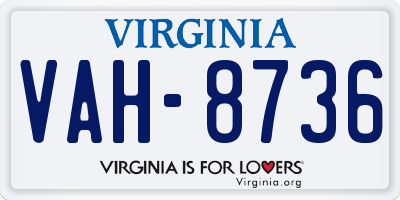 VA license plate VAH8736
