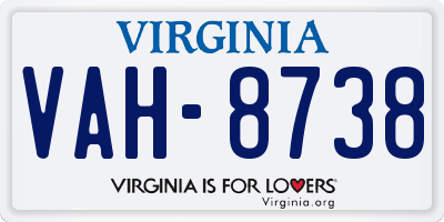 VA license plate VAH8738