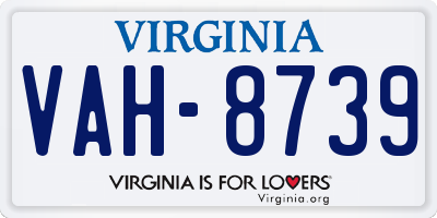 VA license plate VAH8739