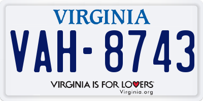VA license plate VAH8743