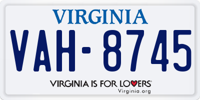 VA license plate VAH8745
