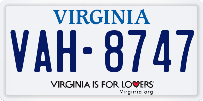 VA license plate VAH8747