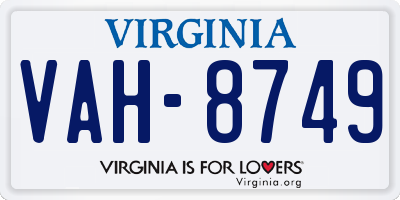 VA license plate VAH8749