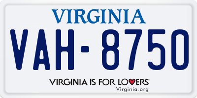 VA license plate VAH8750