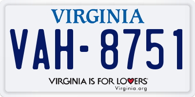 VA license plate VAH8751