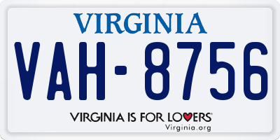 VA license plate VAH8756