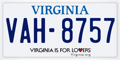 VA license plate VAH8757