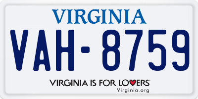 VA license plate VAH8759