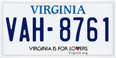 VA license plate VAH8761