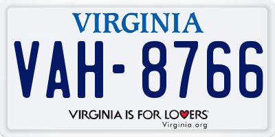 VA license plate VAH8766