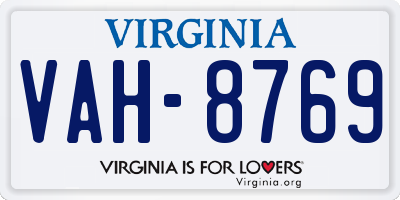 VA license plate VAH8769
