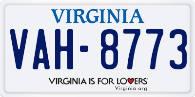 VA license plate VAH8773