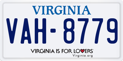 VA license plate VAH8779