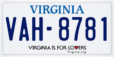 VA license plate VAH8781