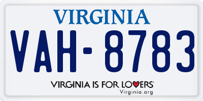 VA license plate VAH8783