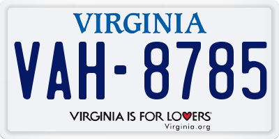 VA license plate VAH8785