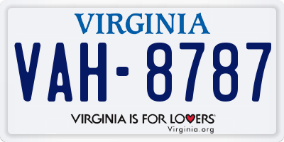 VA license plate VAH8787