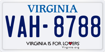 VA license plate VAH8788
