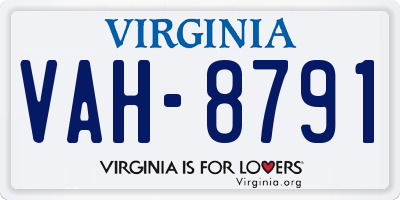 VA license plate VAH8791
