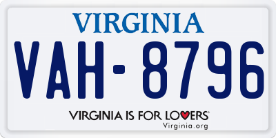 VA license plate VAH8796