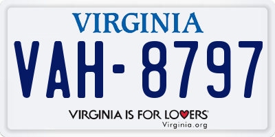 VA license plate VAH8797