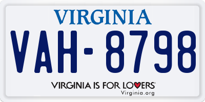 VA license plate VAH8798