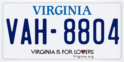 VA license plate VAH8804
