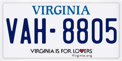 VA license plate VAH8805