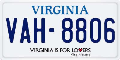 VA license plate VAH8806