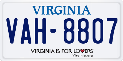 VA license plate VAH8807