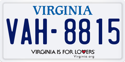 VA license plate VAH8815