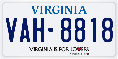 VA license plate VAH8818