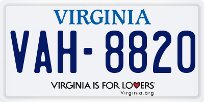 VA license plate VAH8820