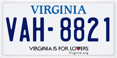 VA license plate VAH8821
