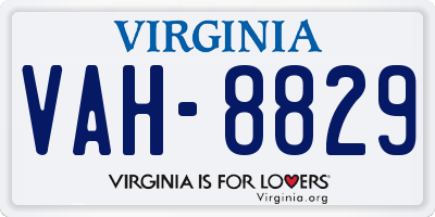 VA license plate VAH8829