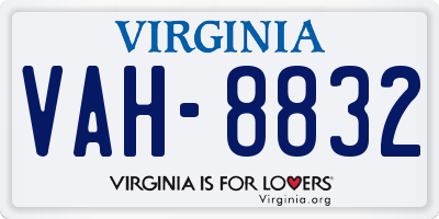 VA license plate VAH8832