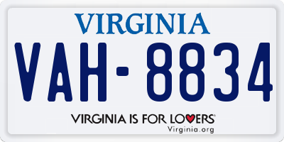 VA license plate VAH8834