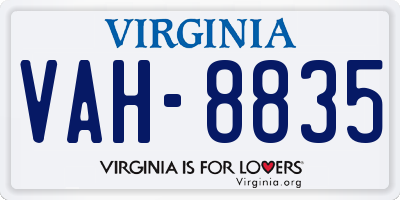 VA license plate VAH8835