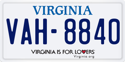 VA license plate VAH8840