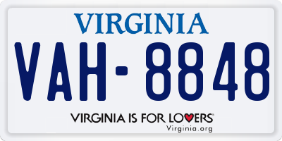 VA license plate VAH8848
